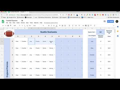 Football Squares Spreadsheet — image 2 from the video walkthrough